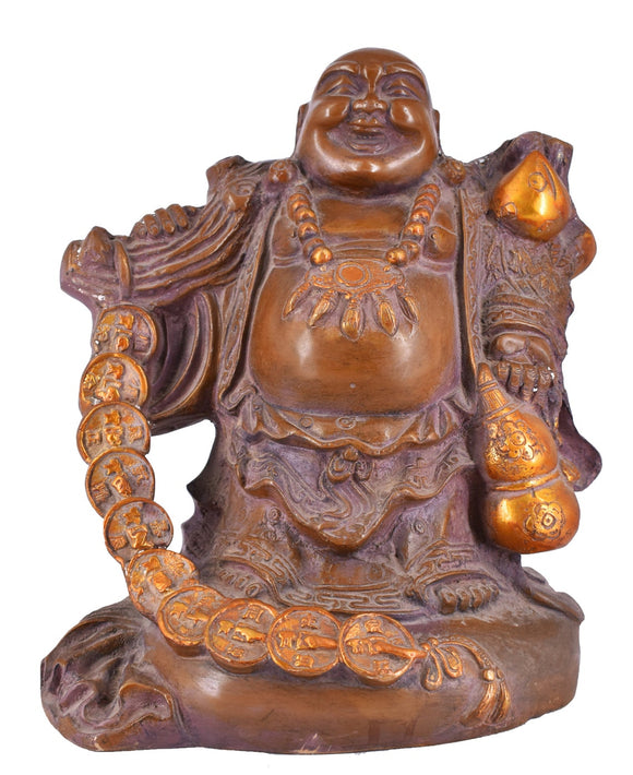 White Whale Brass Antique Laughing Buddha for Wealth & Prosperity | Happy Man - Best for Gifting - Made in Tibet Home Decoration