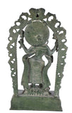 White Whale Brass Antique Green Standing Goddess Lakshmi with Prabhavali - Brass Statue for Home Decor Mandir Pooja Home Decor