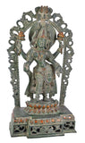 White Whale Brass Antique Green Standing Goddess Lakshmi with Prabhavali - Brass Statue for Home Decor Mandir Pooja Home Decor