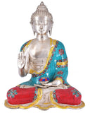 White Whale Brass Buddha Statue Yoga Mudra Statue for Home Decor Entrance Office Table Living Room Meditation Luck Gift Feng Shui