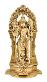 White Whale Brass Lord Bhagwan Vishnu Narayan Statue Idol Murti with Garuda for Home Decor Carved Frame with Kirtimuka