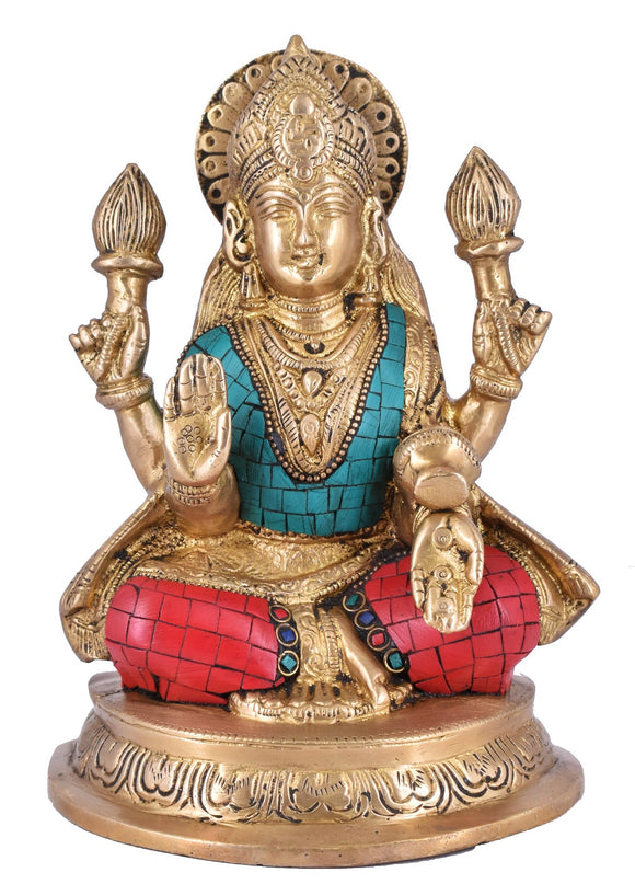 White Whale Brass Lakshmi Idol Hindu Laxmi Goddess Statue Home Office Showpiece Home Décor