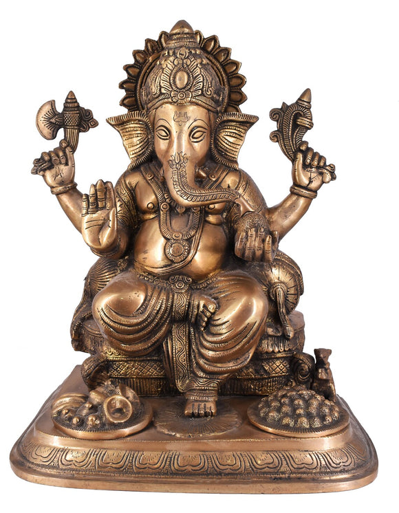 White Whale Large Ganesh Idol Lord Brass Statue Turquoise Handcarved Colorful Deity Elephant God Ganesha Vinayak Figurine Wedding Gifts