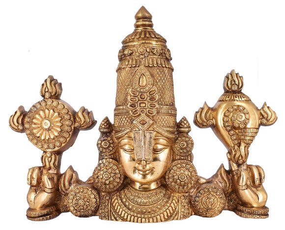 White Whale Brass Tirupati Balaji Face Wall Hanging Sculpture Office for Home Decoration Showpiece