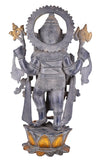 White Whale Brass Antique Lord Standing Ganesha Brass Statue Religious Strength God Sculpture Idol Home Decor
