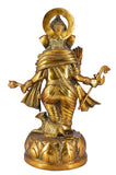 White Whale Brass Lord Standing Ganesha Brass Statue Religious Strength God Sculpture Idol Home Decor