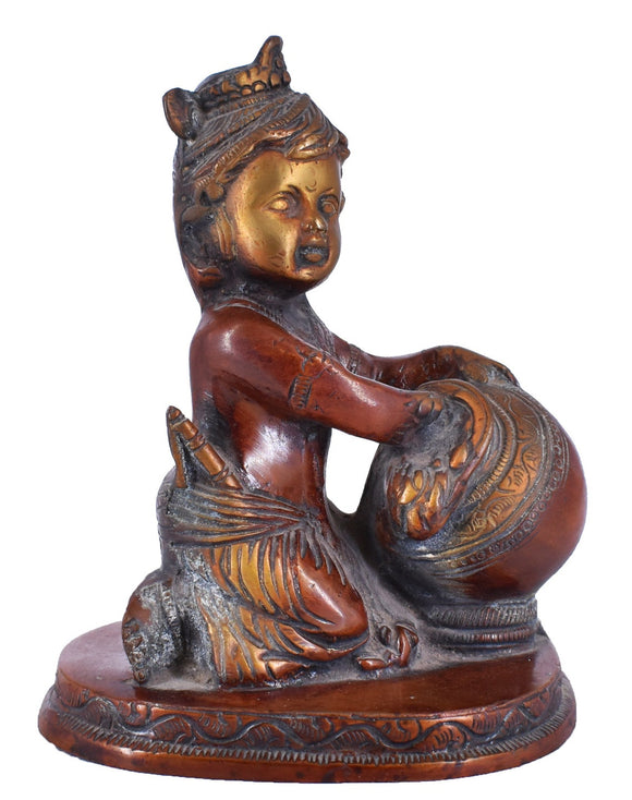 White Whale Little Krishna Idol India Hind Hindu God Brass Sculpture Makhan Krishna Statue Home Décor