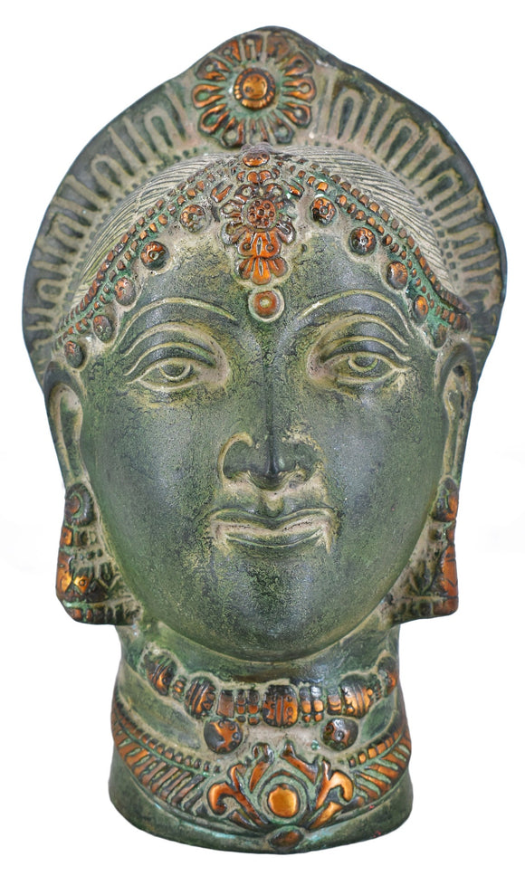 White Whale Brass Antique Goddess Parvati Head Idol Figurine Home Decorative Showpiece Home Decor