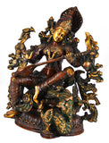White Whale Maa Saraswati Brass Statue Religious Goddess Sculpture Idol Home Décor.