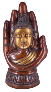White Whale Brass Buddha Statue Blessing Murti Buddha Face for Home Decor Entrance Office Table Living Room Meditation Luck Gift Feng Shui