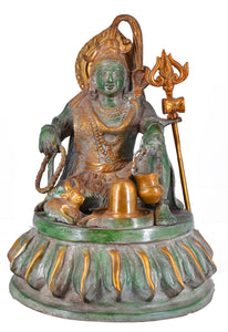 White Whale Brass Antique Lord Shiva Brass Statue Lord Shiva with Sibling Idol Sculpture Hindu God Natraja Shiv Figurine Home Decor