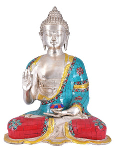 White Whale Brass Buddha Statue Yoga Mudra Statue for Home Decor Entrance Office Table Living Room Meditation Luck Gift Feng Shui
