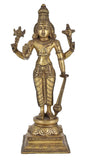 White Whale Brass Lord Satya Narayana Brass Statue Bhagwan Murti Statue for Home Office Decor