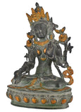 White Whale Tara Buddha Idol Tibetan Buddhism Yin Kwan Goddess Buddhist Statue -Antique Buddha Brass Sculpture