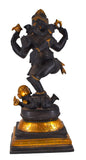 White Whale Lord Dancing Ganesha Brass Statue Religious Strength God Sculpture Idol -20 Inches