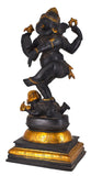 White Whale Lord Dancing Ganesha Brass Statue Religious Strength God Sculpture Idol -20 Inches