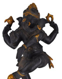 White Whale Lord Dancing Ganesha Brass Statue Religious Strength God Sculpture Idol -20 Inches