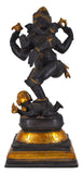 White Whale Lord Dancing Ganesha Brass Statue Religious Strength God Sculpture Idol -20 Inches