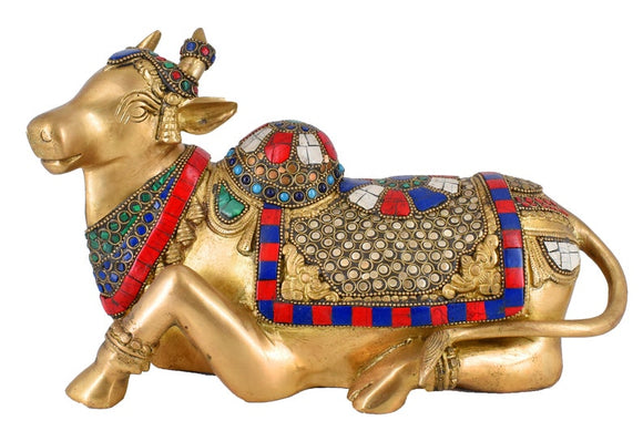 White Whale Brass Shiva Nandi Statue | Murti for Home Decoration | Office Décor
