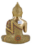 White Whale Brass Buddha Statue Blessing Murti for Home Decor Entrance Office Table Living Room Meditation Luck Gift Feng Shui