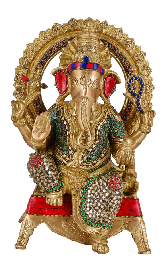 White Whale Lord Mangalkari Ganesha Sitting On Singhasan Bhagwan Idol Ganesha Statue Ganpati Murti Home Decor