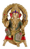 White Whale Lord Mangalkari Ganesha Sitting On Singhasan Bhagwan Idol Ganesha Statue Ganpati Murti Home Decor