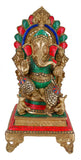 White Whale Lord Mangalkari Ganesha Sitting On Singhasan Bhagwan Idol Ganesha Statue Ganpati Murti Home Decor