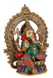 White Whale Lord Mangalkari Ganesha Sitting On Singhasan Bhagwan Idol Ganesha Statue Ganpati Murti Home Décor