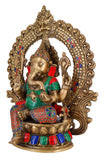 White Whale Lord Mangalkari Ganesha Sitting On Singhasan Bhagwan Idol Ganesha Statue Ganpati Murti Home Décor