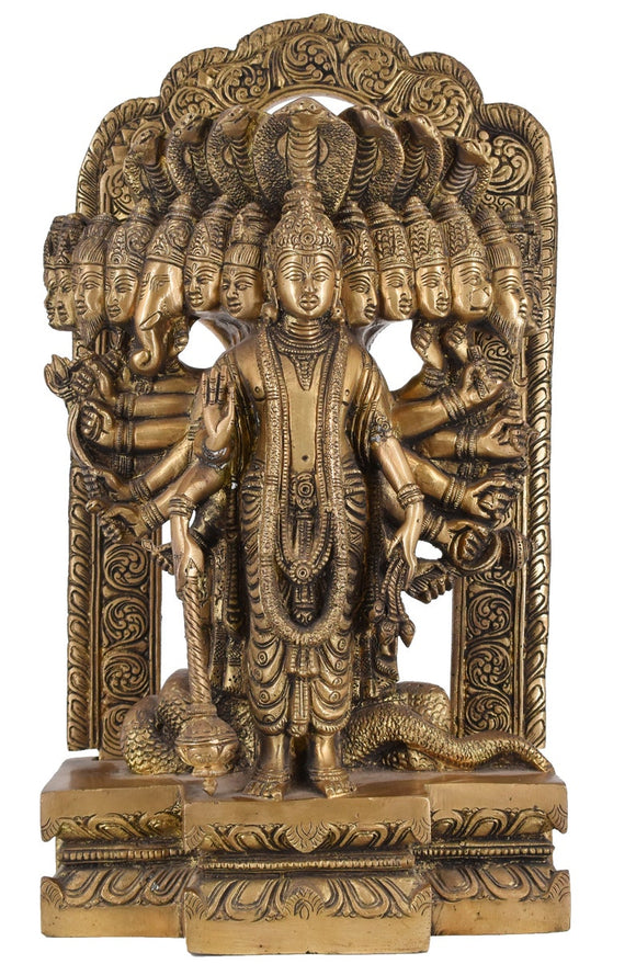 White Whale Lord Vishnu Narayan Dashavatar 14 inches - Incarnations of Lord Vishnu - Vishnu surrounded by his Avatar