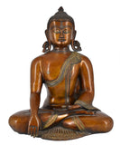 White Whale Brass Earth Touching Brass Buddha Idol for Home Decor Entrance Office Table Living Room Meditation Luck Gift Feng Shui