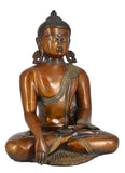 White Whale Brass Earth Touching Brass Buddha Idol for Home Decor Entrance Office Table Living Room Meditation Luck Gift Feng Shui