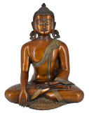 White Whale Brass Earth Touching Brass Buddha Idol for Home Decor Entrance Office Table Living Room Meditation Luck Gift Feng Shui