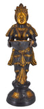 White Whale Brass Deeplaxmi Statue/Hand Carved Religious Standing Goddess Lakshmi/Diwali Oil Lamp Laxmi/Diya Holding Lady/Temple Decor Art