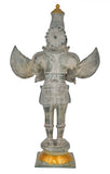 White Whale Antique Garuda Dev Standing Brass Showpiece Religious Strength Sculpture Idol Home Décor