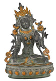 White Whale Tara Buddha Idol Tibetan Buddhism Yin Kwan Goddess Buddhist Statue -Antique Buddha Brass Sculpture