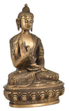 White Whale Brass Medicine Lord Buddha with Sacred Kalash and Draped in Shawl Home Decor