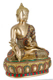White Whale Brass Medicine Buddha Statue Murti for Home Decor Entrance Office Table Living Room Meditation Luck Gift Feng Shui