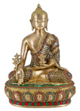 White Whale Brass Medicine Buddha Statue Murti for Home Decor Entrance Office Table Living Room Meditation Luck Gift Feng Shui