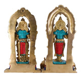 White Whale Brass Lord Vishnu and Lakshmi Statue Idol Murti for Home Decor Mandir Pooja Carved Frame with Kirtimuka