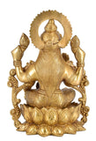 White Whale Hindu Goddess Maa Laxmi Idol Brass Statue Standing in Loltus Lakshmi for Temple Puja Home Decor Murti Office Gift Item Showpiece