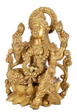 White Whale Hindu Goddess Maa Laxmi Idol Brass Statue Standing in Loltus Lakshmi for Temple Puja Home Decor Murti Office Gift Item Showpiece