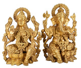 White Whale Brass Laxmi Ganesh Set Idol Showpiece - Brass Gold Finish Lakshmi Ganesha Idols Statue for Diwali Gifts Puja Home Decor Figurine