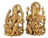 White Whale Brass Laxmi Ganesh Set Idol Showpiece - Brass Gold Finish Lakshmi Ganesha Idols Statue for Diwali Gifts Puja Home Decor Figurine
