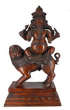 White Whale Lord Ganesh Ganesha murti Sitting On Lion Idol Handmade Statue | God Ganesha Brass Sculpture Ideal Figure Home Decor Gift