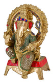 White Whale Lord Mangalkari Ganesha Sitting On Singhasan Bhagwan Idol Ganesha Statue Ganpati Murti Home Decor