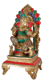 White Whale Lord Mangalkari Ganesha Sitting On Singhasan Bhagwan Idol Ganesha Statue Ganpati Murti Home Decor