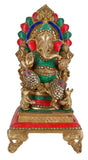 White Whale Lord Mangalkari Ganesha Sitting On Singhasan Bhagwan Idol Ganesha Statue Ganpati Murti Home Decor
