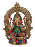 White Whale Lord Mangalkari Ganesha Sitting On Singhasan Bhagwan Idol Ganesha Statue Ganpati Murti Home Décor