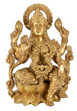White Whale Hindu Goddess Maa Laxmi Idol Brass Statue Standing in Loltus Lakshmi for Temple Puja Home Decor Murti Office Gift Item Showpiece